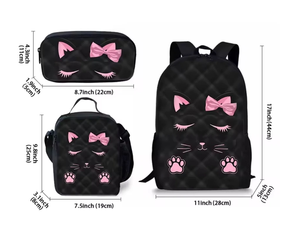 Stylový školní set Růžová kočička